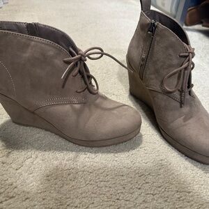 Women's Taupe Wedge Ankle Boots